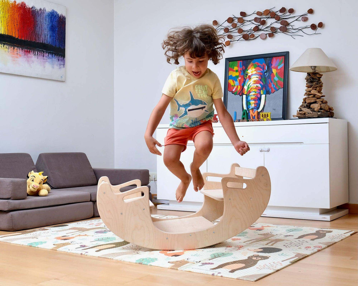 2in1-Montessori Wooden Seesaw-Table Chair Set-4