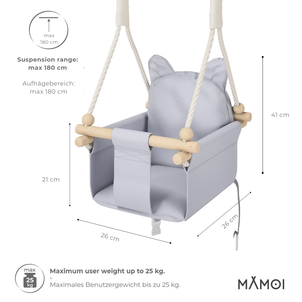 MAMOI® Balancoire interieur pour bebe et enfants, Siege balançoire en bois et en coton pour bébé, Balansoire pour enfant, Balancelle scandinave, Baby swing-1