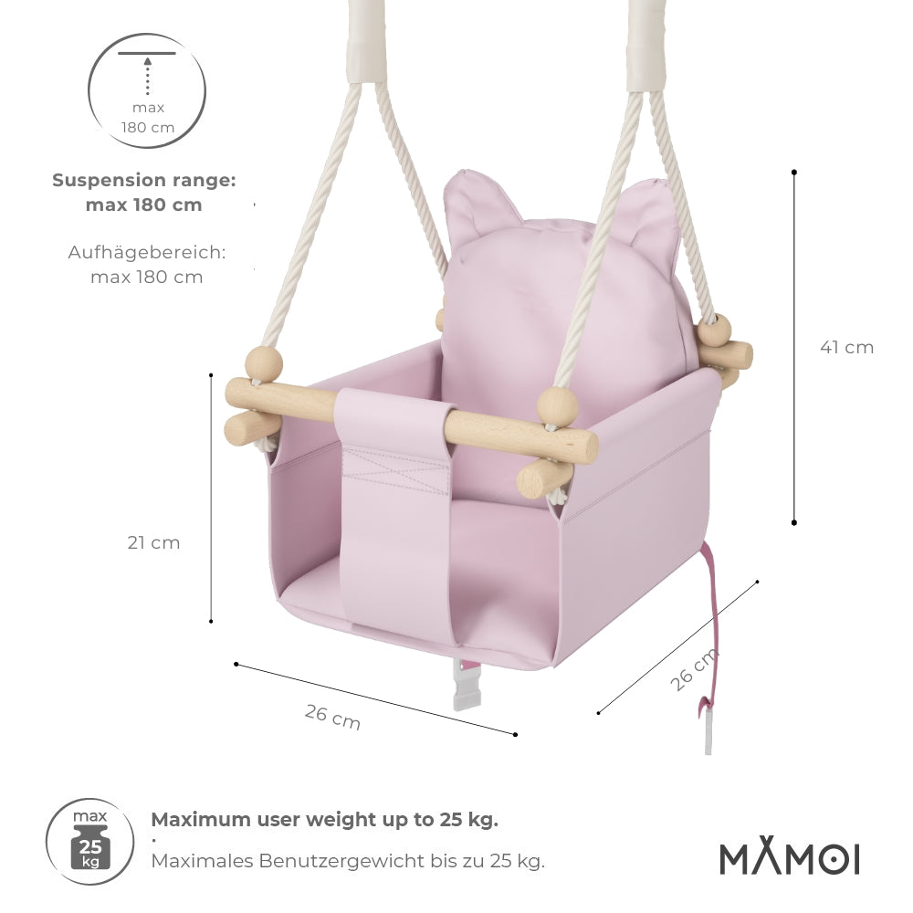 MAMOI® Balancoire interieur pour bebe et enfants, Siege balançoire en bois et en coton pour bébé, Balansoire pour enfant, Balancelle scandinave, Baby swing-1