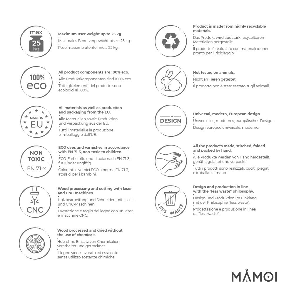 MAMOI® Balancoire interieur pour bebe et enfants, Siege balançoire en bois et en coton pour bébé, Balansoire pour enfant, Balancelle scandinave, Baby swing-5