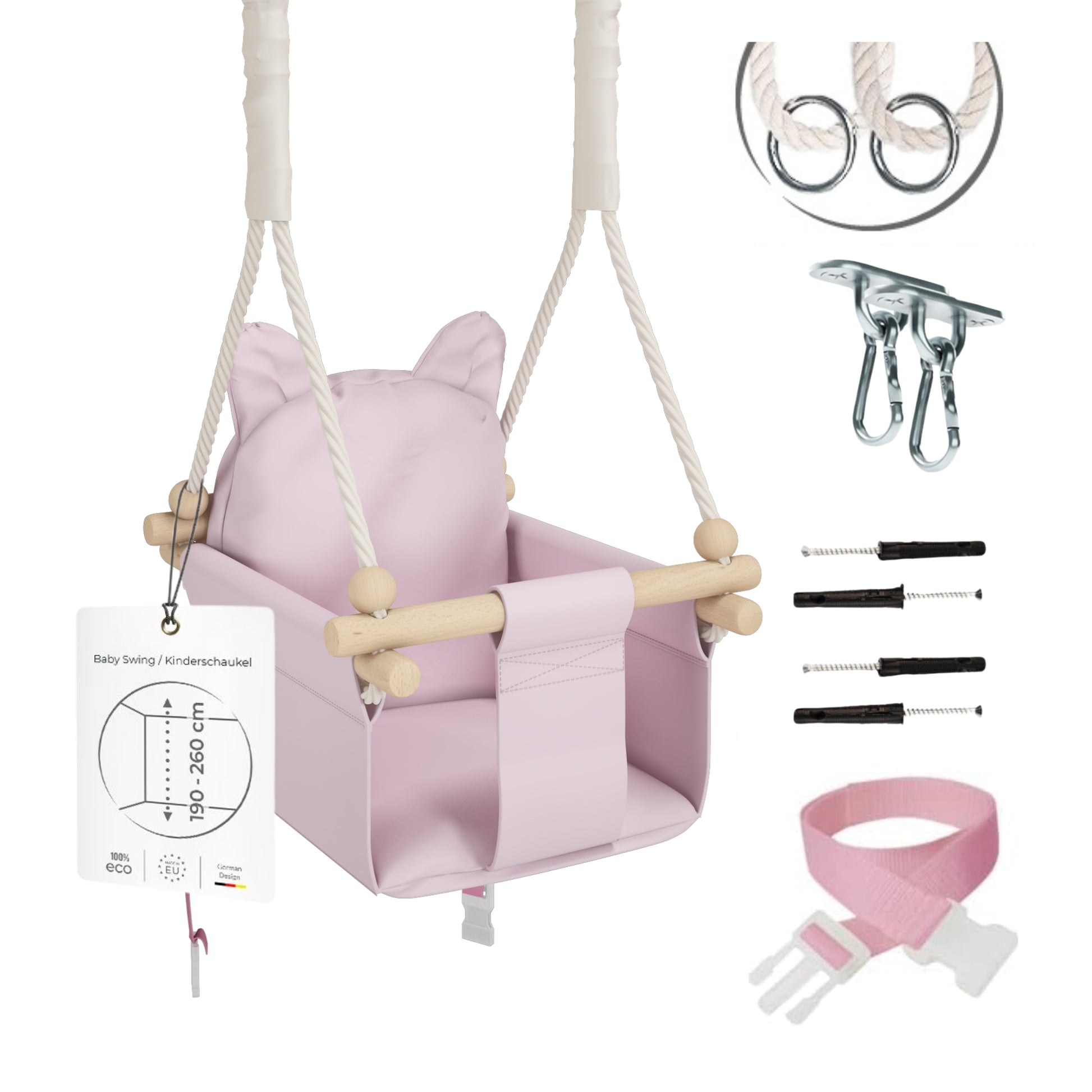 MAMOI® Balancoire interieur pour bebe et enfants, Siege balançoire en bois et en coton pour bébé, Balansoire pour enfant, Balancelle scandinave, Baby swing-0